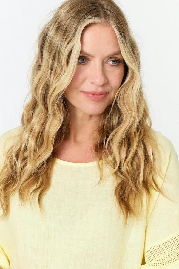Yellow | Textured 1/2 Sleeve Relaxed Top
