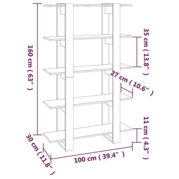 Berkfield Book Cabinet/Room Divider Concrete Grey 100x30x160 cm