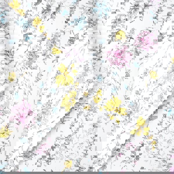 Laura Ashley Wild Meadow Wallpaper - White - 10m