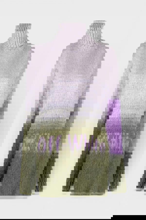 Off-White Mohair Helvetica Logo Turtleneck Military Green Lilac