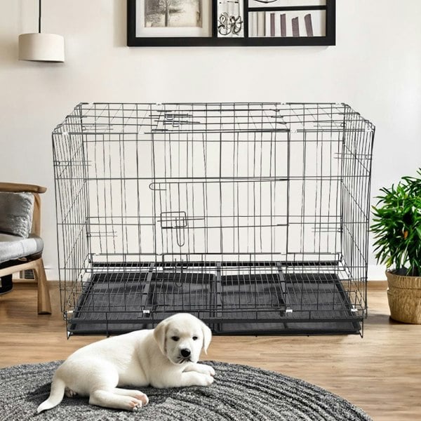 Reinforced Black Pet Cage for Medium to Small Dogs, Cats, and Rabbits Living and Home