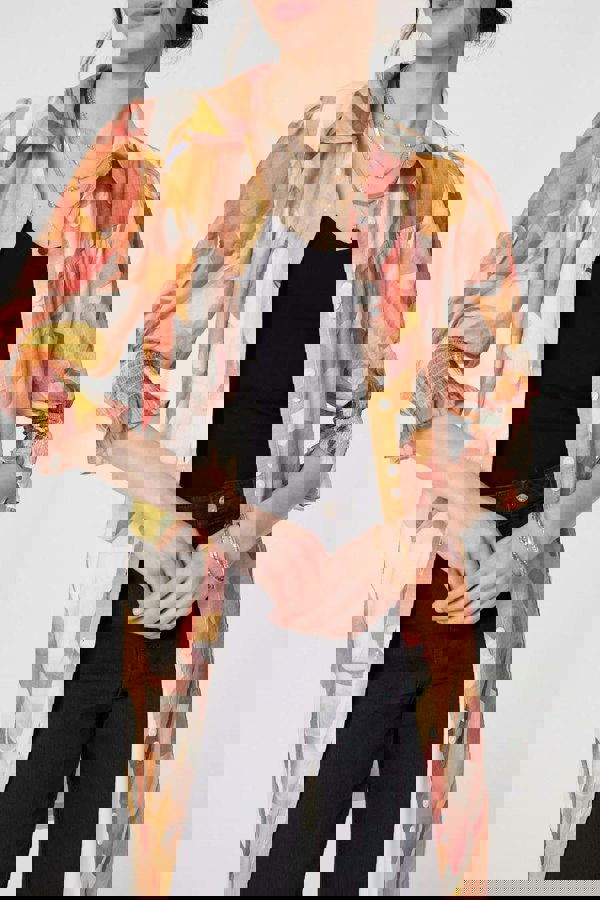 Orange | Printed 3/4 Puff Sleeve Shirt Dress