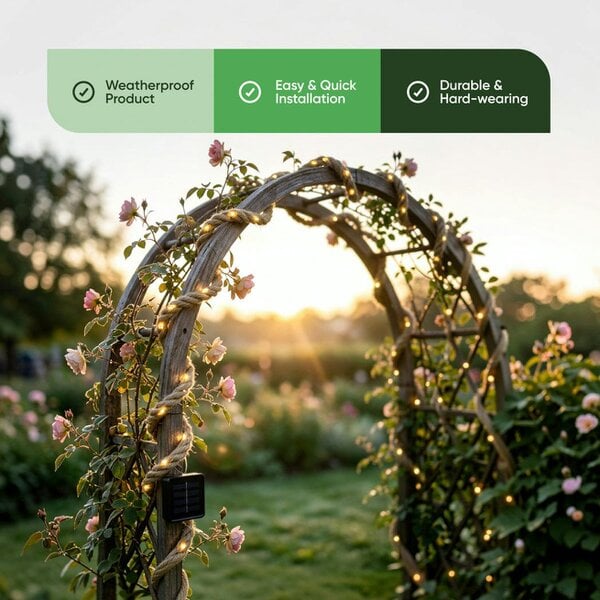 Gardenwize Solar Rope Lights – 4m Decorative LED Rope Light with 45 LEDs