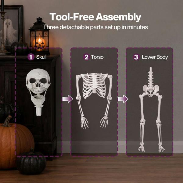 Yezi Halloween Skeleton Life Size Posable Jointed Decoration Haunted House White