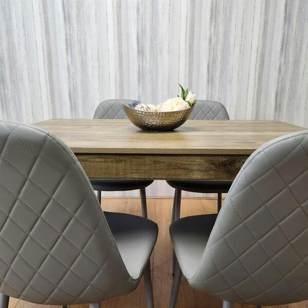 Kosy Koala Modern Dining Table Set With 4 Grey Gem Pattern Chairs Dining Room Furniture