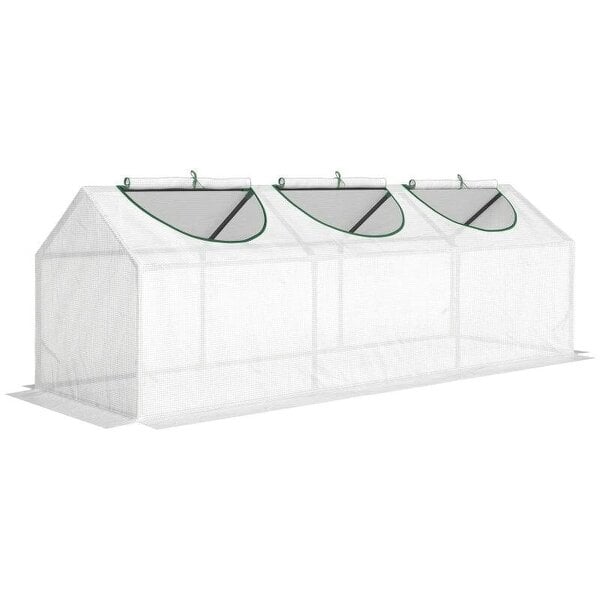 Bobobiy Mini Greenhouse Portable Flower Planter Vegetable Grow House for Garden with Zipped Windows, 180 x 60 x 60 cm, White