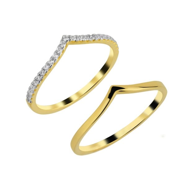 Spero London Sterling Silver Wishbone Stacker V Ring Set