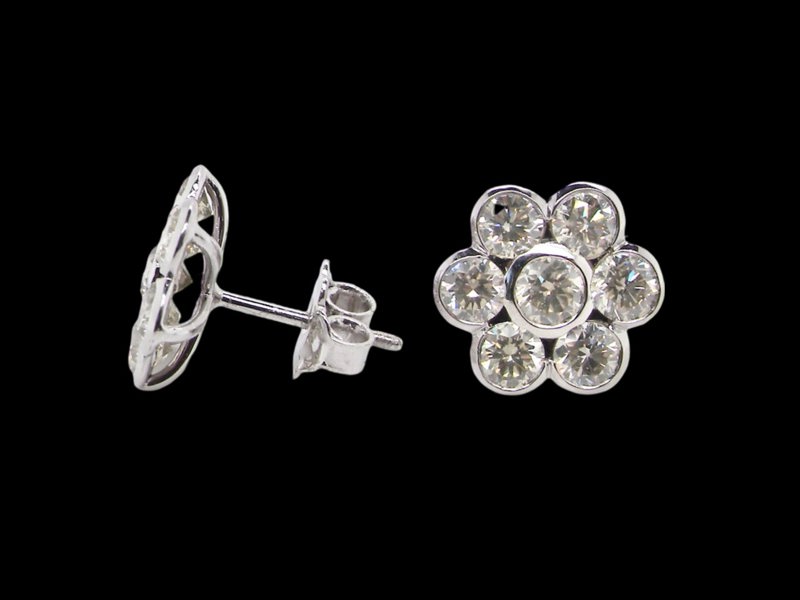 pair of Diamond Cluster Earrings