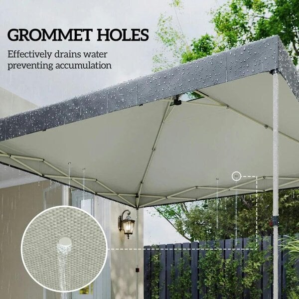 Bobobiy Gazebo Roof Replacement UV50+ Waterproof Pop Up Canopy Cover with 8 Drainage Holes 3 x 3 m Dark Grey