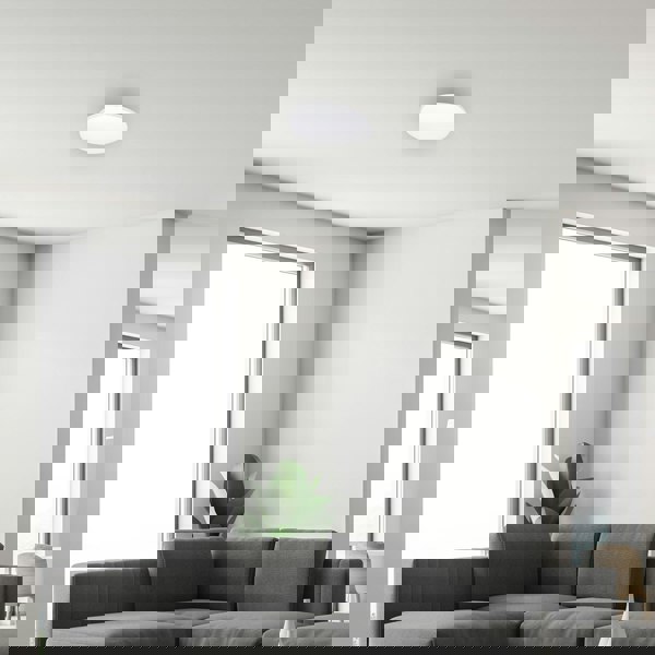 Milagro Ceiling Lamp Siena 25W LED 350 mm Stylish White And Chrome Circular Design Dimmable Including Remote Control