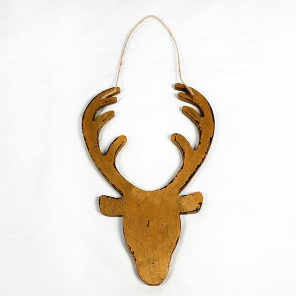 26cm Golden Wooden Hanging Deer Head Christmas Wall Decoration for Home and Office Displays image 8