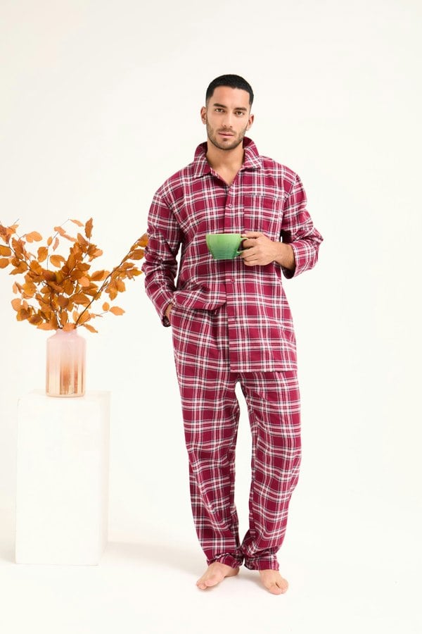 Mister You Plaid Pyjamas in Bordeaux