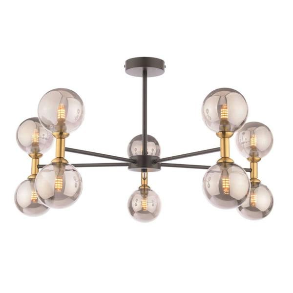 Pagazzi Lighting Loxley 10 Light Black & Gold Semi Flush Ceiling Light