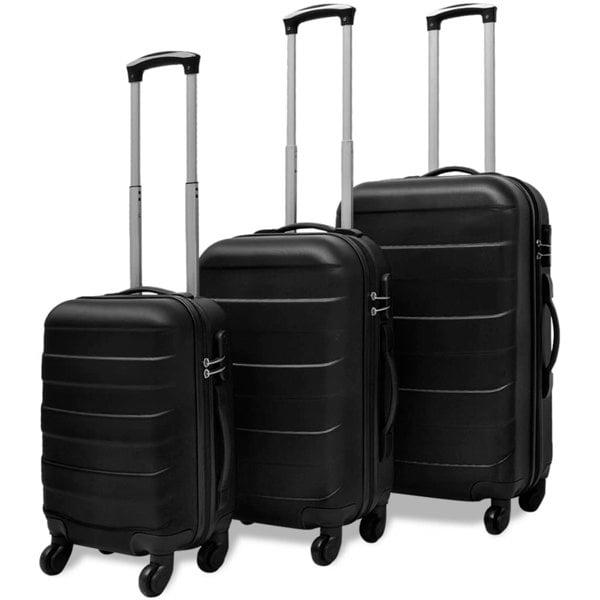 Berkfield Three Piece Hardcase Trolley Set Black 45.5/55/66 cm