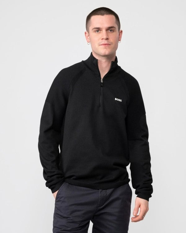 BOSS Green Perform-X Quarter Zip Mens Jumper - Black 001
