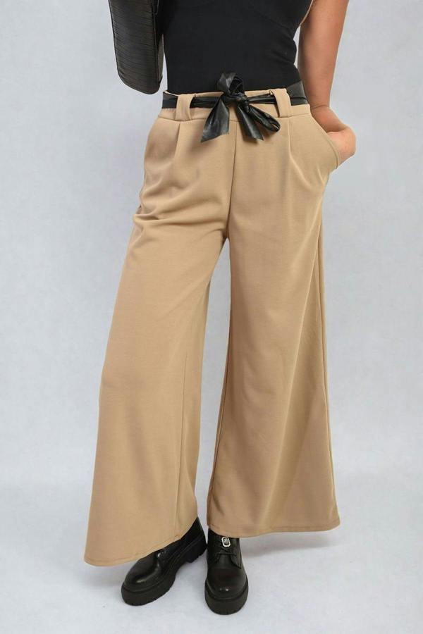Mariana Belted High Waist Wide Leg Trouser - Stone