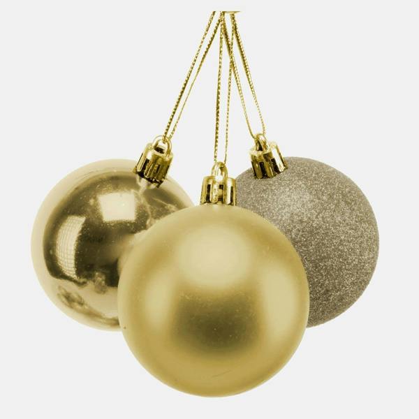 Shatchi 15cm Christmas Baubles Shatterproof Gold Tree Decorations, Pack of 3