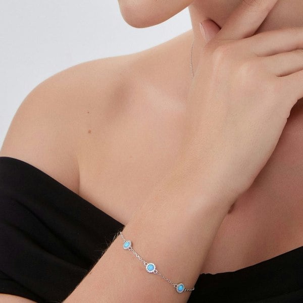 Spero London Blue Opal Jewelled Sterling Silver Bracelet