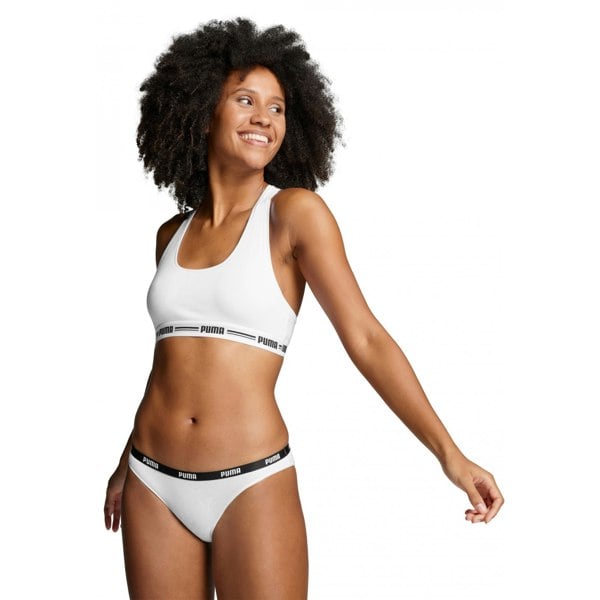 Puma 2-Pack Classic Logo Low-Rise Bikini Briefs, White