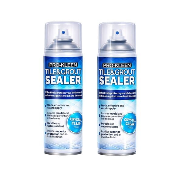 ProKleen Pro-Kleen Tile & Grout Sealer 400ml x2- Waterproof Protection Against Mould, Mildew & Limescale - Seals & Protects