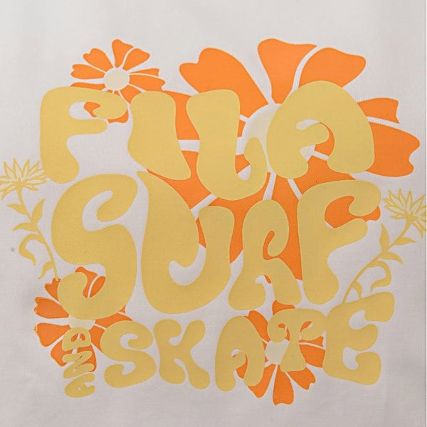 Fila Womens Crop Top with 60s Print in White and Yellow