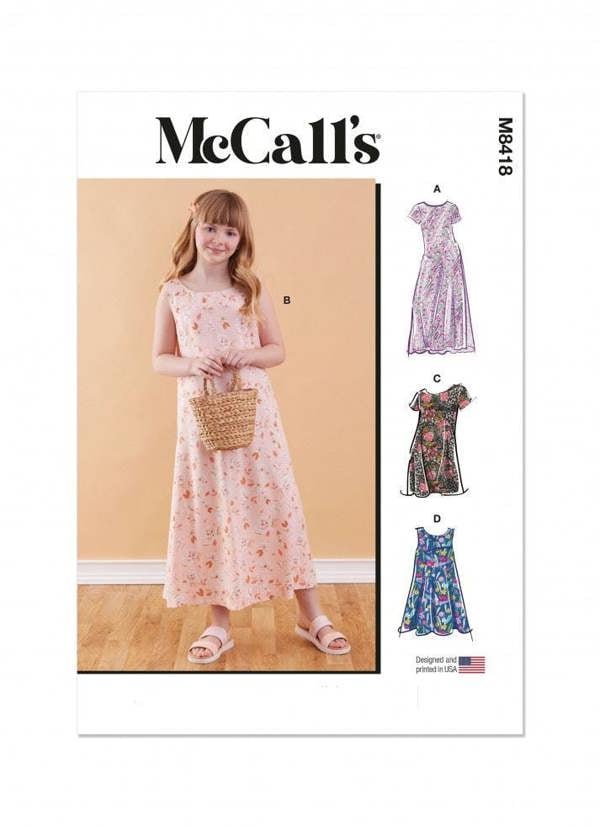 McCalls 8418 Paper Sewing Pattern – Kids' & Teens' Dress, Size 7-16, Easy
