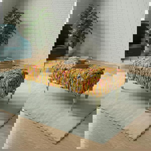 Contemporary rectangular coffee table ottoman with elegant wooden legs