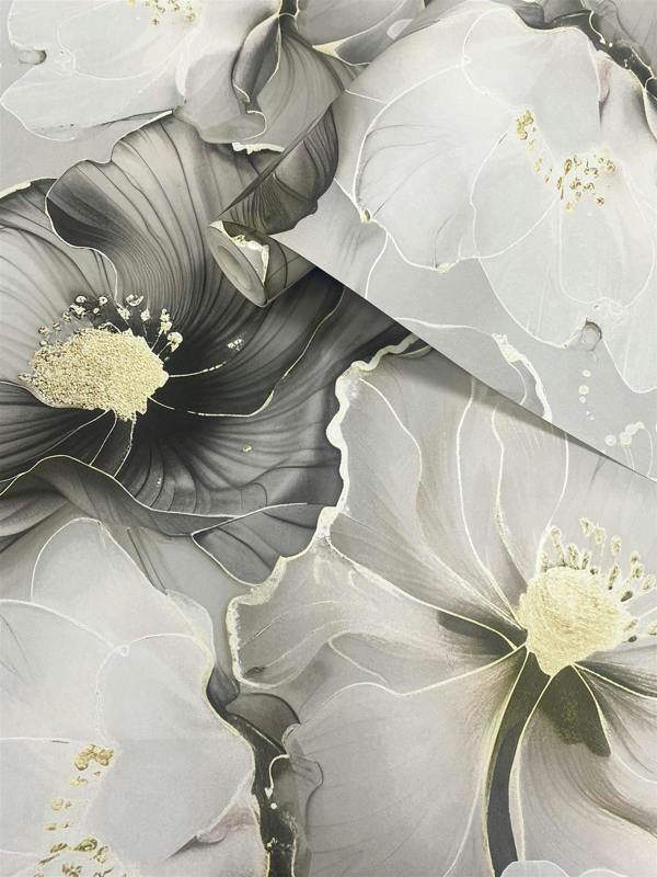 Bliss Floral Grey & Gold Wallpaper image 3