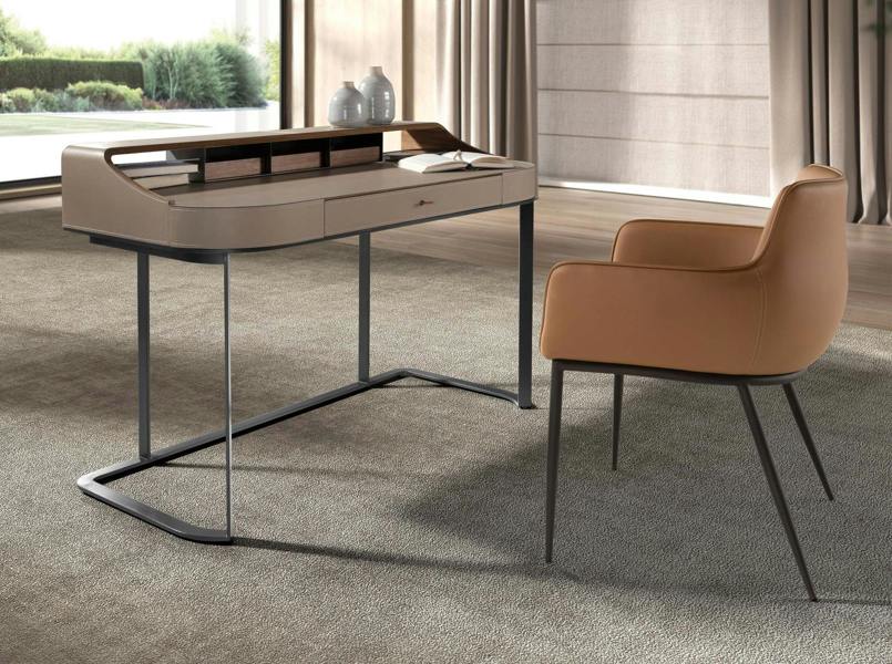Angel Cerdá Desktop dressing table leatherette, walnut and gray steel 3279