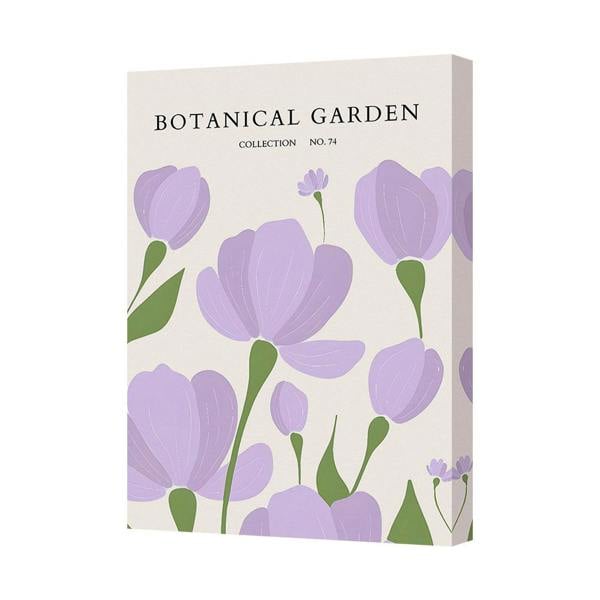 Benjamin Tate Design Botanical Garden Purple Flowers Canvas Art Print Handcrafted In The UK