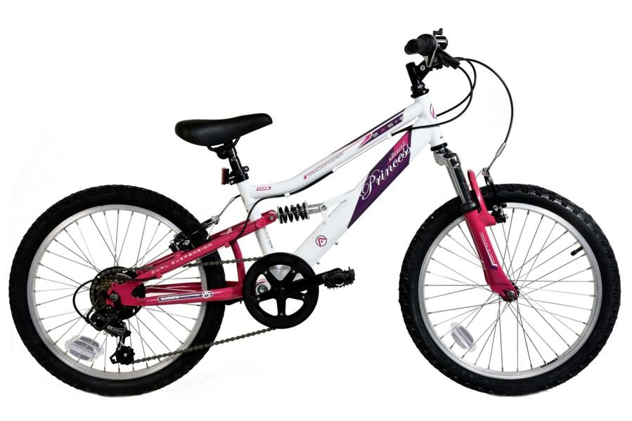 Basis Bikes Basis Princess 20" Girls Full Suspension Mountain Bike - White/Pink