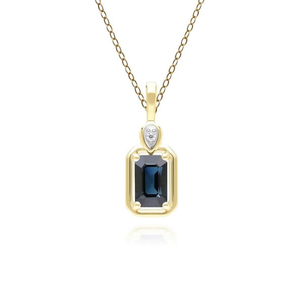 Gemondo Classic Sapphire Baguette & Diamond Pendant Necklace In 9ct Yellow Gold