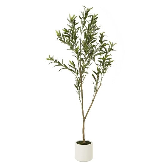 Wyld Haus 150cm Tall Mediterranean Artificial Olive Tree In White Ceramic Pot