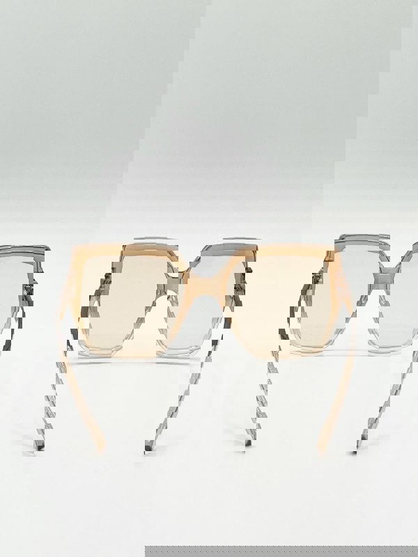 SVNX Oversize Cateye Sunglasses with Diamante Detail in Champagne