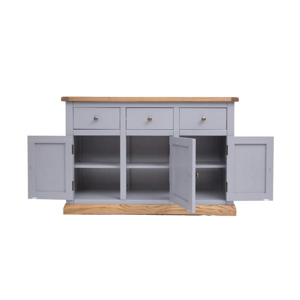 Cabinet Bits Biccari Grey 3 Drawer 3 Door Sideboard Brass Knob