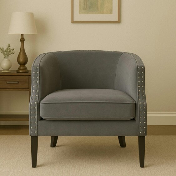 Interiors by Premier Larissa Grey Velvet Studded Chair