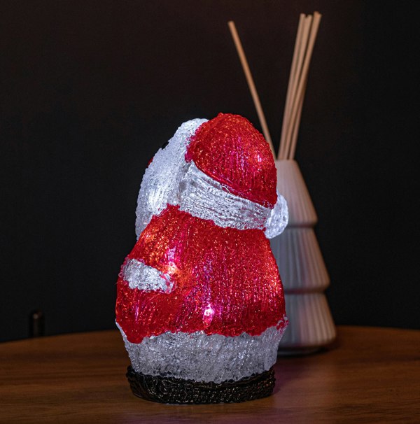 Samuel Alexander 19cm Battery Operated Light up Acrylic Christmas Santa Decoration with 16 Ice White LEDs