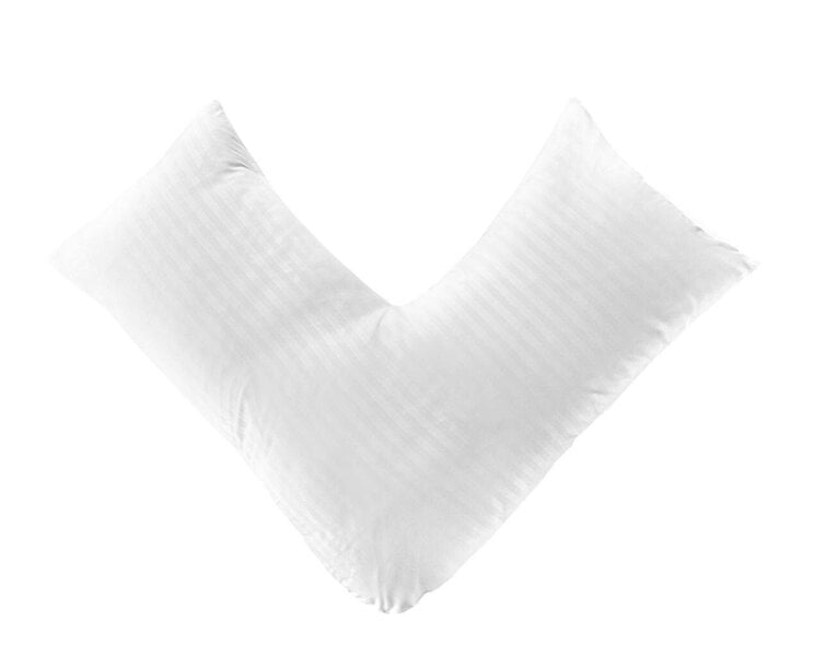 Night Zone Embossed Stripe Orthopaedic V Shaped Pillow – Brushed Microfibre Pillow with Case or Case Only - V Pillow Cover Only - White