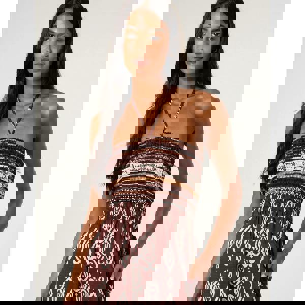 Blue Vanilla Ethnic Print Strapless Elasticated Jumpsuit