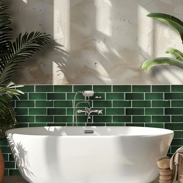 WALPLUS Green Stone Classic Blend 3D Sticker Tile 12 x 12 inches / 30.5 x 30.5 cm - 6pcs in a pack