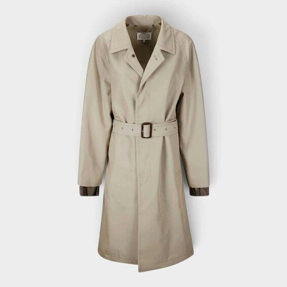 Maison Margiela Raw Cuffs Trench Coach Stone