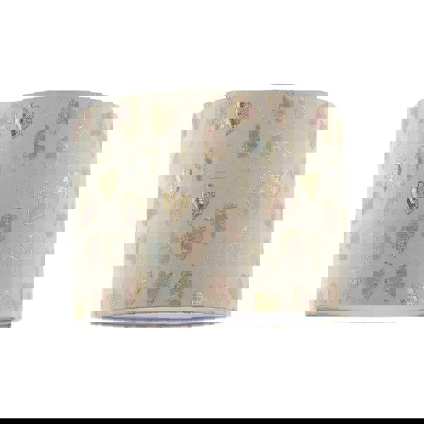 Feminine Pink Duck Egg and Shiny Gold Hearts Circular Lamp Shade Image 1