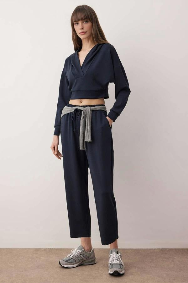 WOVCOR 2-Piece Hooded Soft Fabric Knitted Top and Bottom Set