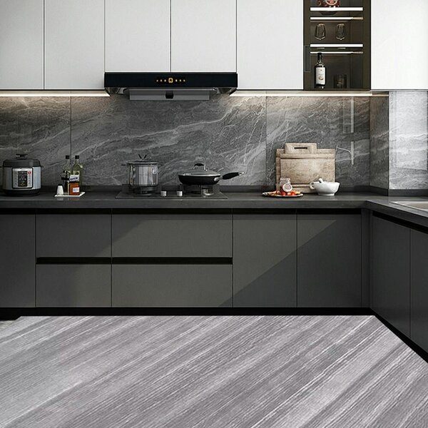 Havendro Kitchen & Bathroom Lino Grey Wood Effect Waterproof Vinyl Flooring Roll Deco 10m