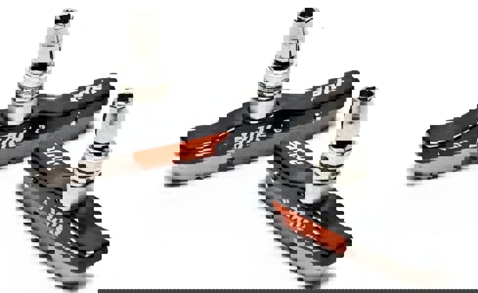 Awe Triple Contour Alloy V Brake Pads Grey/Orange/White 72mm with FREE Spare Pads