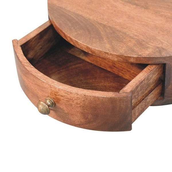 Artisan Furniture Solid Wood Honey Caramel Wall Mounted Rounded Bedside Table