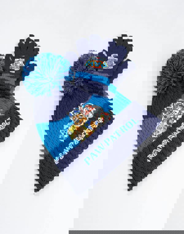 Paw Patrol Boys Blue Team Pose Beanie and Gloves Set (One Size)