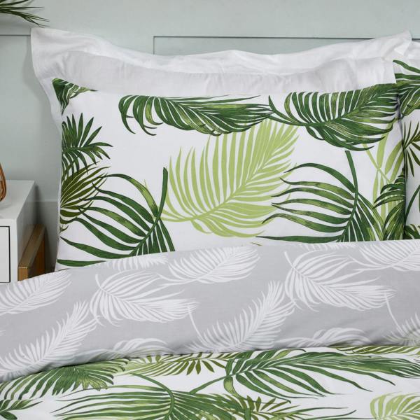 Smart Living Palm Print Duvet Cover With Pillowcases - Green