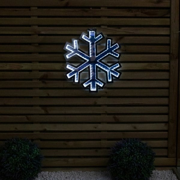 Samuel Alexander 40cm Infinity Light up Hanging Christmas Snowflake Decoration with White LEDs