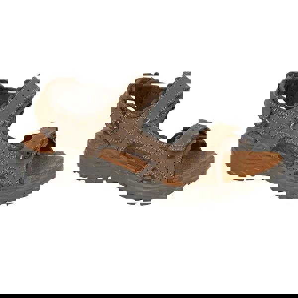 Roamers Mens Leather Flat Sports Sandals - Brown - 